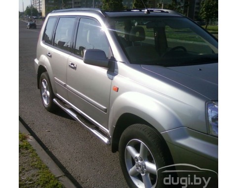 Боковые пороги трубы "Delux" для Nissan X-Trail 2001-2007